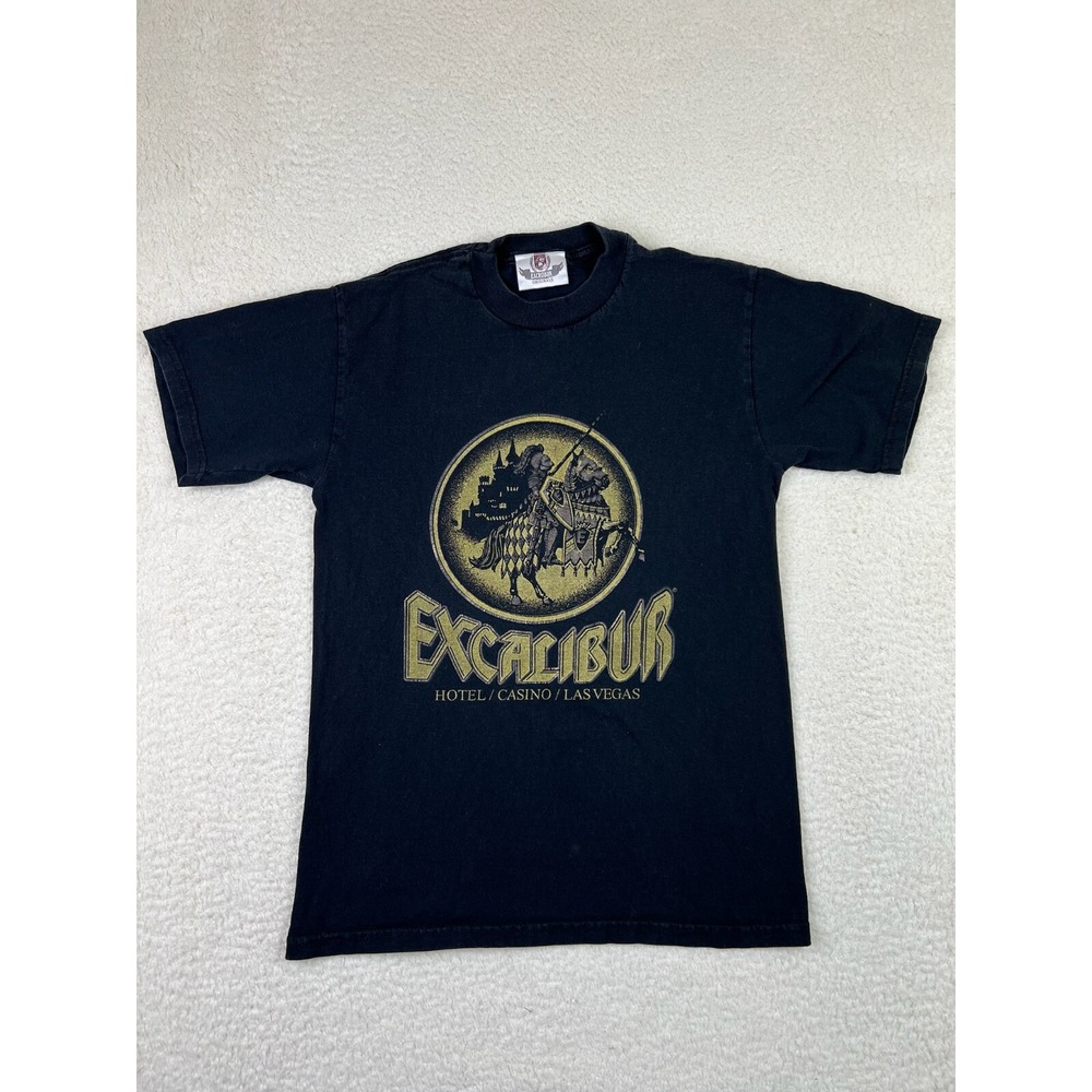 Vintage 90's Excalibur Hotel Las Vegas T-Shirt Men's Small Black Made In USA